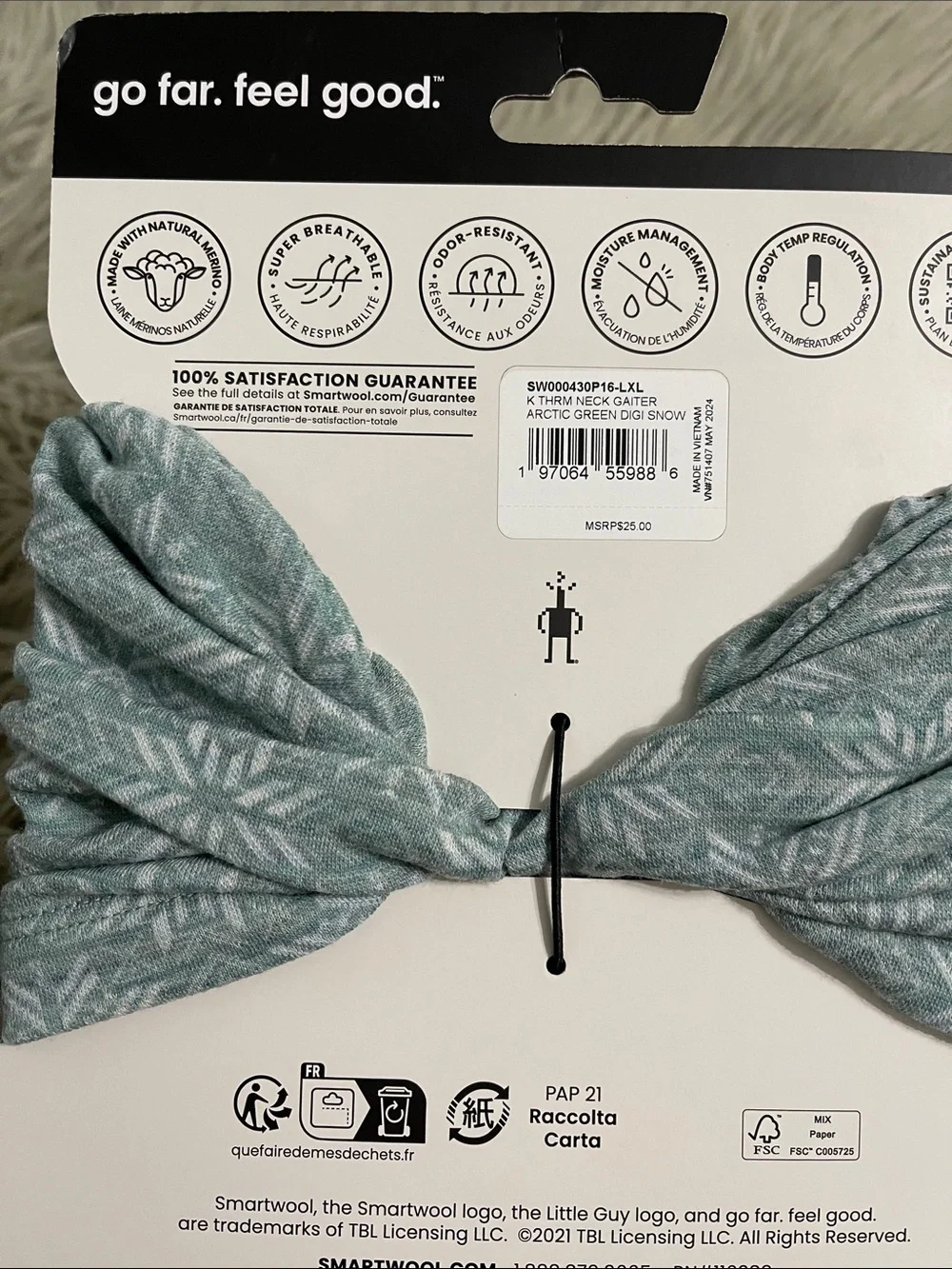 Smartwool Kids Teal Patterned Merino Neck Gaiter